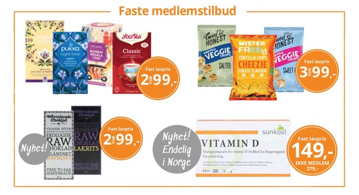 Sunkost - få faste tilbud på WermlandsChoklad, Vitamin-D, te og snacks!