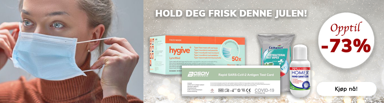 Beskytt deg mot korona - godt tilbud på selvtester, munnbind, antibac hos Sunkost! Kvinne med munnbind - beskytter seg mot korona med selvtester, munnbind, antibac.